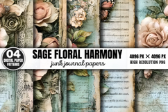 Sage Floral Harmony Junk Journal Bundle PNG Product Image 11