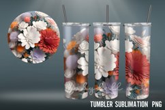 3D Colorful Flowers Tumbler Sublimation PNG Product Image 3