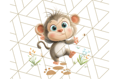 Zoo Monkeys Clipart, Cute Cartoon Jungle Monkeys PNG Product Image 2