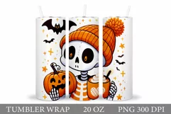 Cute Skeleton Tumbler Sublimation. Halloween Tumbler Design Product Image 1