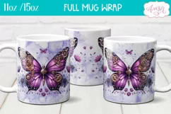 Steampunk butterfly mug wrap PNG | fantasy mug sublimation Product Image 2
