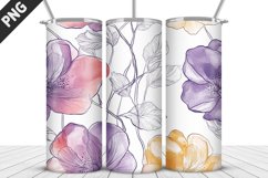 Flowers Tumbler Wrap | Sublimation Design | Tumbler PNG Product Image 1