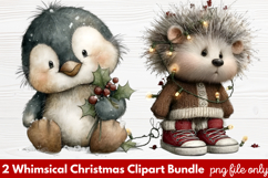 2 Whimsical Christmas Clipart | Cute Festive Holiday PNG Product Image 1