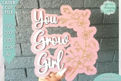 You Grow Girls Nursery Sign Glowforge laser cut Product Image 2
