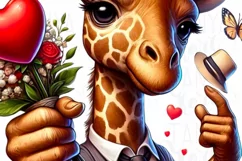Valentine Giraffe PNG, Watercolor Design for Crafting Product Image 5