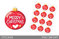Christmas Ball Sticker Design. Christmas Sticker Printable Product Image 1