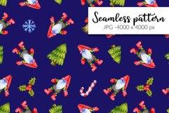 Christmas Watercolor pattern with gnomes Product Image 1