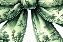 Green Coquette Bow PNG | Grandmillennial Watercolor & Toile Product Image 5