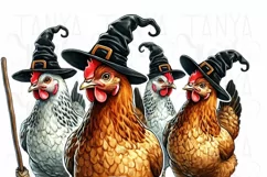 Funny Halloween Chickens PNG Tonight We Fly Chicken Witch Product Image 3