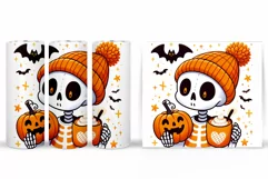 Cute Skeleton Tumbler Sublimation. Halloween Tumbler Design Product Image 2