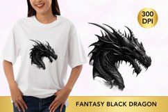 Watercolour Fantasy Black Dragon Clipart Product Image 1