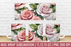 Flower Roses Mug Wrap | Mug Watercolor Design Product Image 1