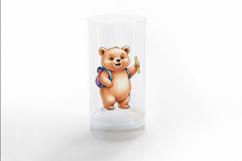 Cute Bear with Backpack Holding a Ruler Watercolor PNG Product Image 3