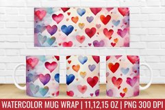 Valentines Day Hearts Mug Wrap|Mug Watercolor Design Product Image 1