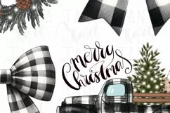 Watercolor Checkered Bow PNG | Christmas Coquette Buffalo Product Image 5