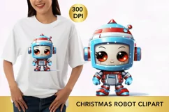 Cute Christmas Robot Sublimation Clipart, Robot png Product Image 1