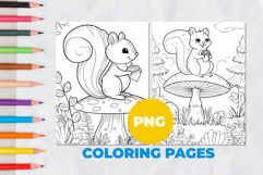 Squirrel on a mushroom Coloring Pages | Coloring book Product Image 1