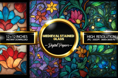 medieval stained glass Digital Papers - 04 variations Product Image 1