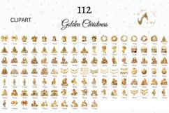 Wartercolor Golden Christmas Clipart Bundle, Gold Xmas PNGs Product Image 2