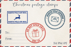 Vintage Christmas Postage Stamps | Retro Mail Labels SVG PNG Product Image 1