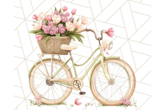 Bicycle with Flowers PNG, Pastel Spring Floral Bike Clipart Product Image 2