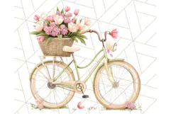 Bicycle with Flowers PNG, Pastel Spring Floral Bike Clipart Product Image 2