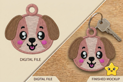 Cute Puppy Dog Face Keychain Embroidery Product Image 1