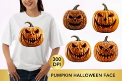 4 PNG Pumpkin Halloween Faces PNG, Pumpkin Halloween Product Image 1