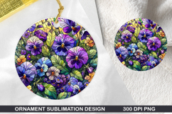 Flower Stained Glass Ornament PNG, Digital Download File Product Image 1