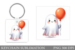 Cute Ghost Keychain Design. Cute Ghost Sublimation Product Image 1