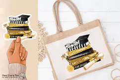 Graduation Books PNG Congrats Grad Gold & black Glam Design Product Image 5