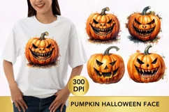 4 PNG Pumpkin Halloween Faces PNG, Pumpkin Halloween Product Image 1