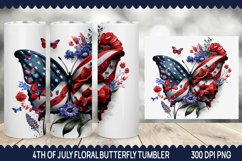 4th of July Floral Butterfly Tumbler - Butterfly Tumbler Product Image 1