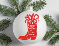 Cowboy Merry Christmas svg, png Cowboy boot silhouette Print Product Image 4