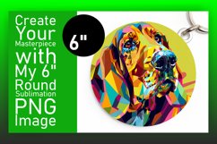 Abstract Colorful Dog Keychain Round Design Sublimation Product Image 1
