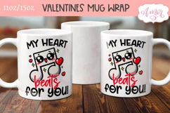 Valentine's day mug wrap PNG, My heart beats for you mug png Product Image 3