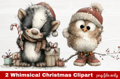 2 Whimsical Christmas Clipart | Cute Holiday PNG Set Product Image 1