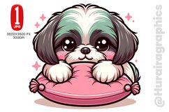 Cute Shih Tzu with Pillow - JPG File Product Image 1