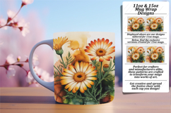 Graceful 11oz Mug Wrap Png Template , Flowers Product Image 1