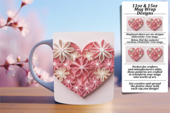Elegant 15oz Mug Wrap Png Artwork , Flowers Heart Product Image 1
