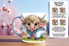 CUSTOM PNG Mug Wrap Design 11oz , Cute Cow Product Image 1