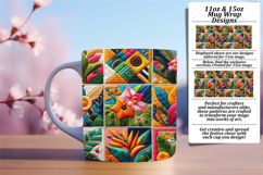 Eye-Catching 15oz Mug Wrap Png Template , Patchwork Product Image 1