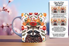 Vivid Raccoon &amp; Flower Wrap for 11oz/15oz Mug Sublimation Product Image 1