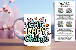Charming 15oz Mug Wrap Png Template , Cat Quote Product Image 1