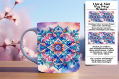 Elegant 11oz Mug Wrap Png Template , Watercolor Patter Product Image 1