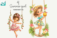 Whimsical Summer Fruit Girls Clipart, Summer Girls Clipart Product Image 1