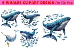 Whales Clipart design PNG Product Image 1