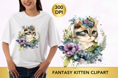 Watercolour Fantasy Kitten Clipart Product Image 1