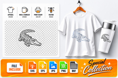 Crocodile Mandala Zentangle Ornament SVG,EPS,JPG,PNG,DXF Product Image 1