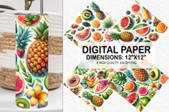 Summer Watercolor Tropical Fruits Digital Paper Product Image 1
